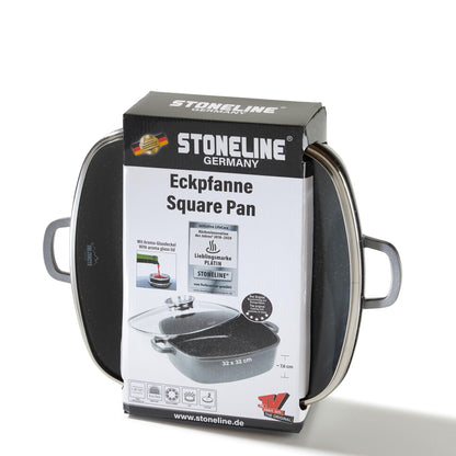 STONELINE Servierpfanne Eckig 32 cm Induktion mit Deckel Grau