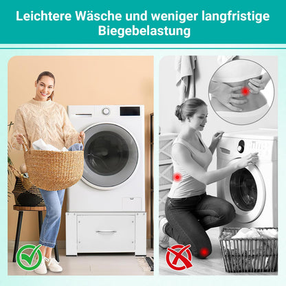 Herrselsam 2x Waschmaschinen Untergestell m. Schublade 63x54 cm Weiss
