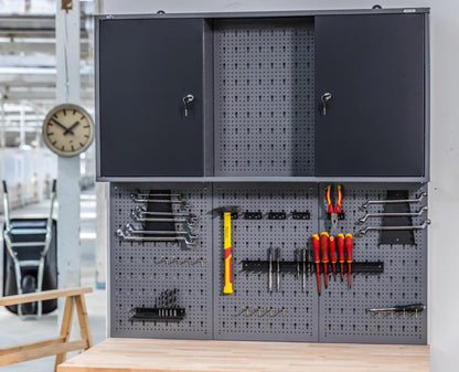Ondis24 Kurt Werkstatt Hängeschrank abschliessbar - Grau Schwarz 120 cm