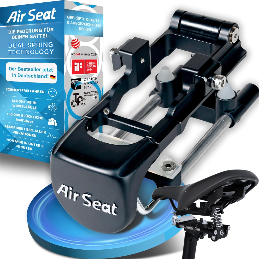 Air Seat Sattelfederung Fahrrad Sattelstütze gefedert - M. Schwarze, zylindrische Sattelstütze für verbesserte Stoßdämpfung am Fahrrad.