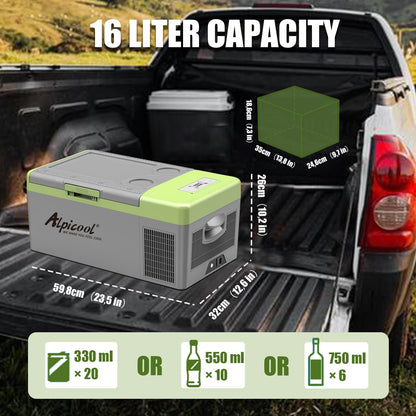 Alpicool Y16T Kompressor-Kühlbox 15 L 12 V für Auto, LKW und Boot