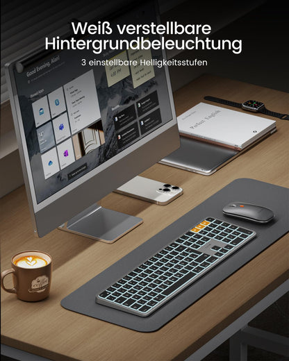 ProtoArc KM100-A Tastatur Maus Set - Beleuchtet QWERTZ Mac Schwarz