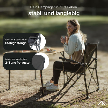qeedo Johnny XL Campingstuhl faltbar bis 150 kg mit Getränkehalter