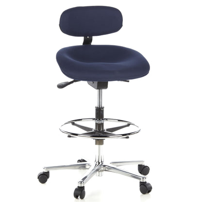 hjh OFFICE 608310 Arbeitsstuhl hoch – Stoff Blau. Blauer, hoher Arbeitsstuhl mit Stoffbezug, ideal für Schreibtisch-Arbeitsplätze.