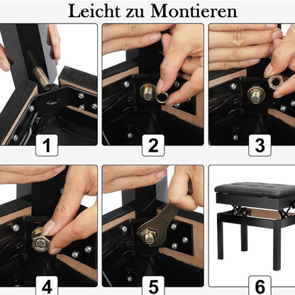Allright Klavierhocker verstellbar PU-Leder Stauraum Schwarz