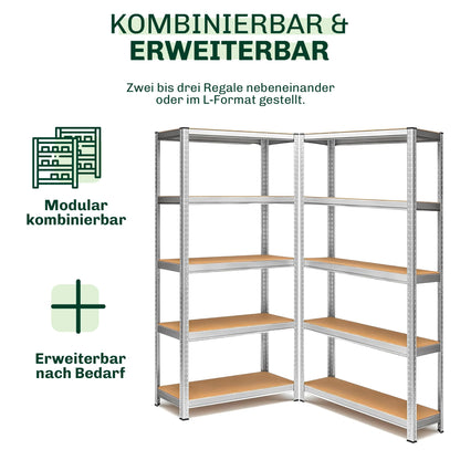 Blumixx 2X Schwerlastregal 180x90x40 Steckregal 5 Böden