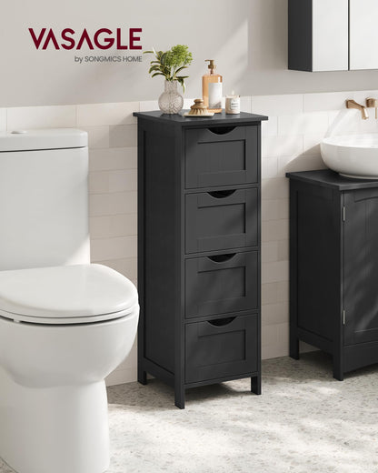 VASAGLE Badezimmerschrank 4 Schubladen – Tintenschwarz LHC040B01