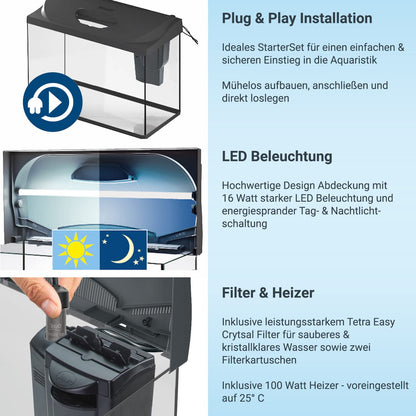 Tetra Starter Line 105 L Aquarium Komplett-Set Tag/Nacht LED