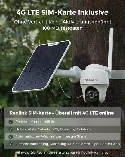 Reolink Go PT Ultra 4K 4G LTE Überwachungskamera mit Solarpanel