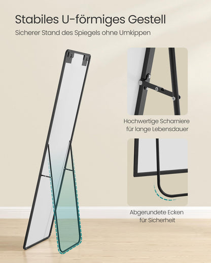 SONGMICS Ganzkörperspiegel, Standspiegel 150 x 40 cm, tintenschwarz
