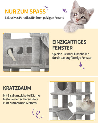 Hzuaneri MS17018LG Katzenbaum 170cm mehrstöckig - Hellgrau