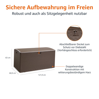 Amazon Basics Deckbox DB99 Aufbewahrungsbox Terrasse 375 l braun