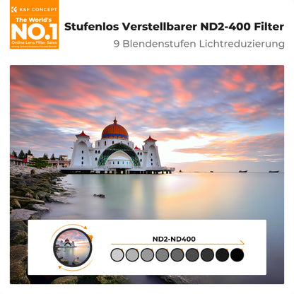 K&F CONCEPT Nano-X Variabler ND Graufilter ND2-400 – 67mm