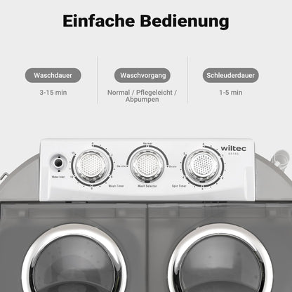 Wiltec Mini-Waschmaschine 3kg – Camping mit Schleuder