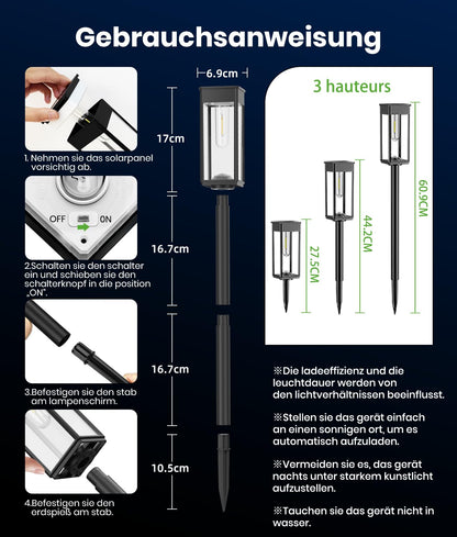 BITPOTT Solarleuchten Aussen 4er-Set, IP65 Gartenleuchten warmweiss