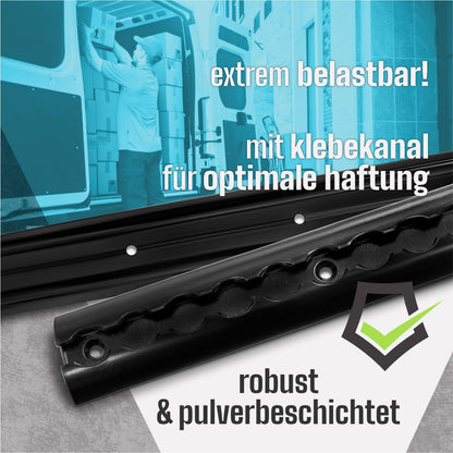 Airlineschiene halbrund schwarz Alu Zurrschiene Black Line 4x 2m Set