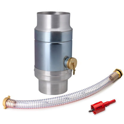 IGarden Regenwassersammler DN100 – Stahl/Alu doppelwandig, mit Schlauch