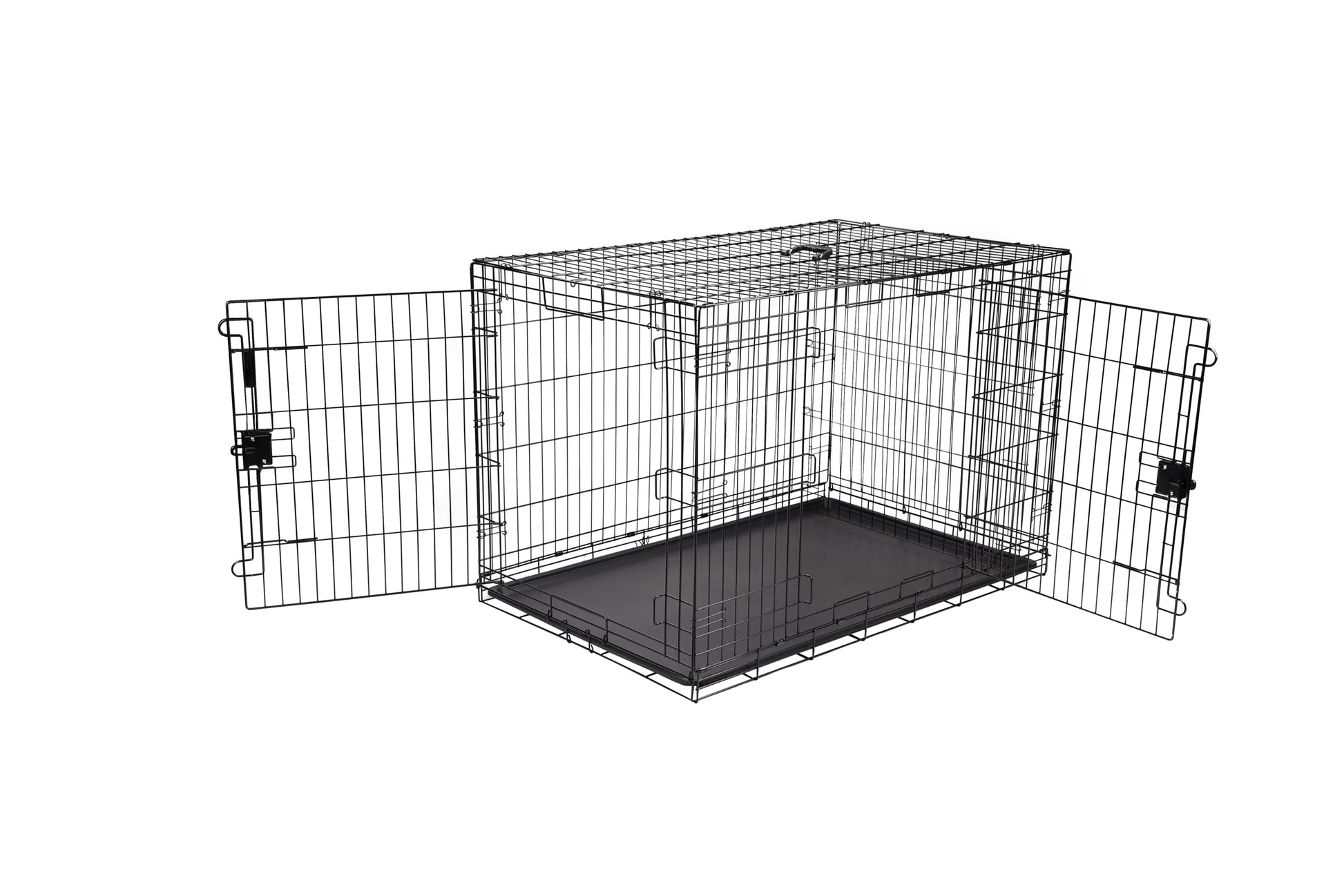 Amazon Basics Hundekäfig Metalldraht faltbar Doppeltür schwarz 122 cm, Hundebox für den Innenbereich