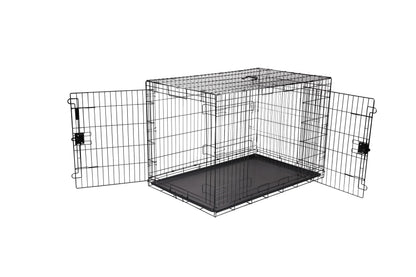 Amazon Basics Hundekäfig Metalldraht faltbar Doppeltür schwarz 122 cm, Hundebox für den Innenbereich