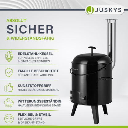 Juskys Gulaschkanone Gulaschkessel – 17L mit Kessel & Pfanne