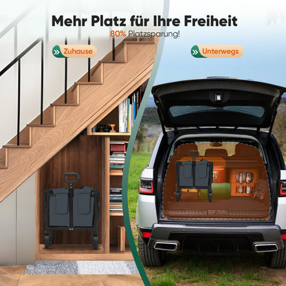 Sekey Bollerwagen faltbar Mini 4029, Handwagen 80 kg, dunkelgrau