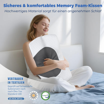 SAHEYER Ergonomisches Nackenkissen aus Memory Foam, 60x40 cm, Grau