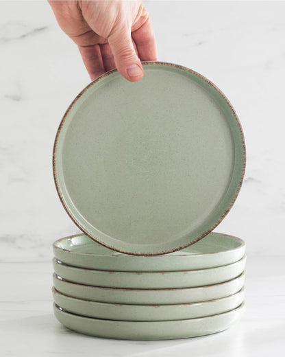 Pure Living Rustic Steingut Geschirrset - 24 tlg. Mintgrün