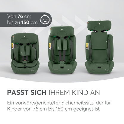 KikkaBoo i-Size i-FLIT Kindersitz ISOFIX 76-150 cm - Armeegrün