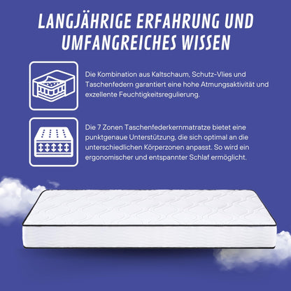 Arensberger Lisa 7-Zonen Taschenfederkern Matratze 180x200 cm H2/H3