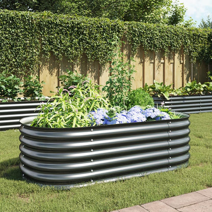 vidaXL Hochbeet Gemüsebeet Stahl Grau - 160x80x44 cm