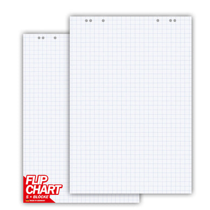 Conipa Flipchartpapier 65x98 cm kariert, 80 g/qm, 5 Blöcke à 20 Blatt