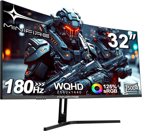 Minifire MFG32C3Q Gaming Monitor: 32 Zoll Curved. Für flüssiges Gaming mit 180Hz Bildwiederholfrequenz.