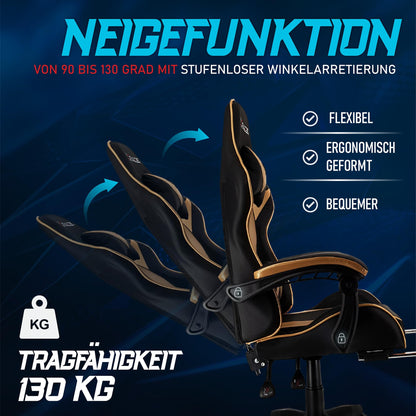 xRace Gaming Stuhl Ergonomischer Bürostuhl - Gold