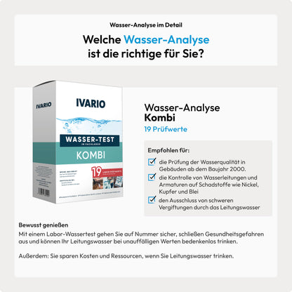 IVARIO Labor-Wassertest Kombi 19-in-1 – Trinkwasser Analyse