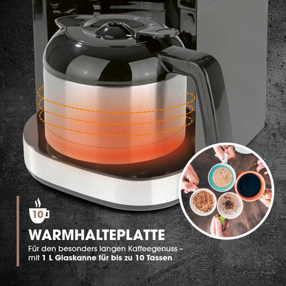 Premium Barista Filterkaffeemaschine Mahlwerk Thermokanne - Edelstahl