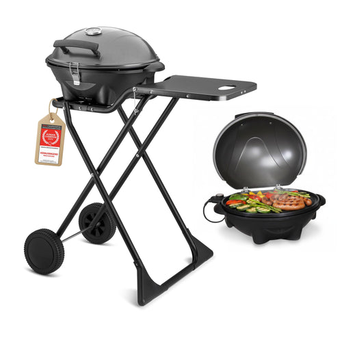 TZS First Austria Elektrogrill FA-5350-1 2 in 1 Tisch- & Standgrill mit Rollwagen und Deckel