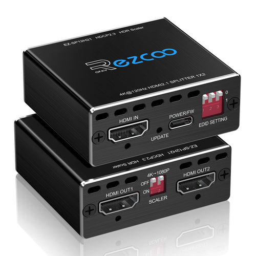 HDMI 2.1 Splitter 1x2 - 8K 60Hz 4K 120Hz VRR ALLM Scaler
