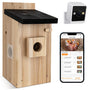 RAINBEAN Nistkasten mit Kamera, 4 MP Vogelhaus aus Zedernholz mit WLAN und drei Einfluglöchern