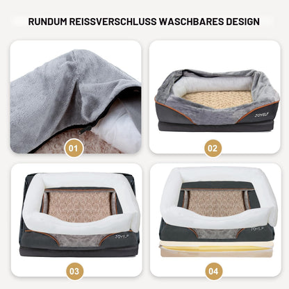 JOYELF Hundebett orthopädisch, gross, Memory Foam, waschbarer Bezug