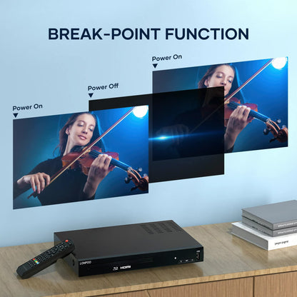 LONPOO LP-100 Blu-ray-Player mit HDMI, USB und Koaxial-Ausgang