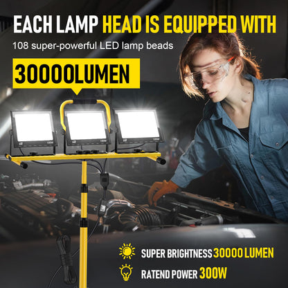 wowspeed LED Baustrahler 300W mit Stativ - Arbeitsleuchte