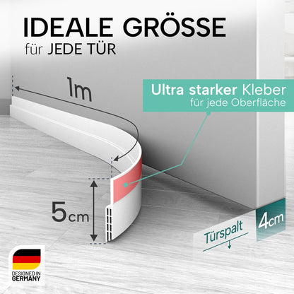 Vellure Türdichtung Zugluftstopper selbstklebend, 5er-Set Weiss