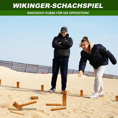 SunNordic Kubb Wurfspiel aus Gummibaumholz mit Tragetasche
