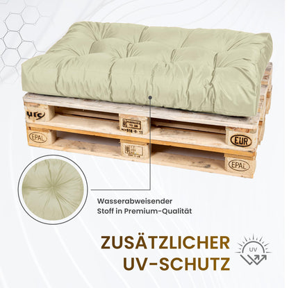 TexDeko® Garden Palettenkissen Sitzkissen 120x80cm - 2er Set Sand
