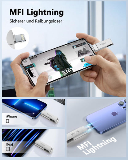 Rinjani 3 in 1 MFi Speicherstick 512GB für iPhone & USB-C
