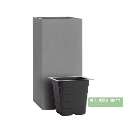 Pflanzwerk® Tower Pflanzkübel Grau 60x28x28cm - Frostbeständig