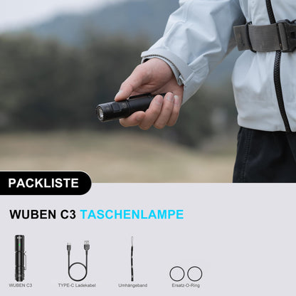 WUBEN C3 LED Taschenlampe 1200 Lumen USB-aufladbar IP68