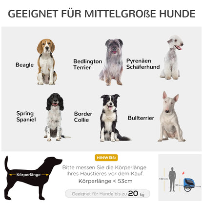 PawHut Hunde Fahrradanhänger Transporter - Blau-Schwarz