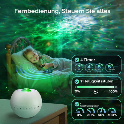 One Fire Sternenhimmel Projektor, Nachtlicht mit Bluetooth, weiss