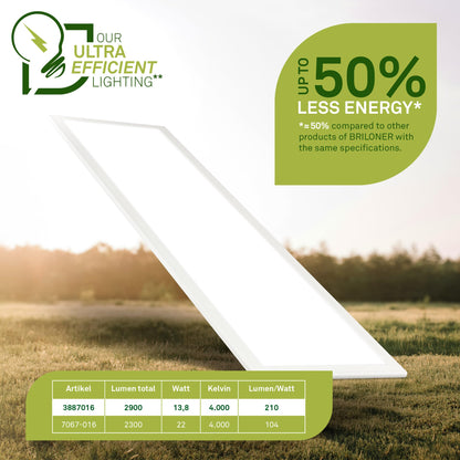 BRILONER LED-Deckenleuchte Panel, neutralweiss, 100 x 25 cm, weiss